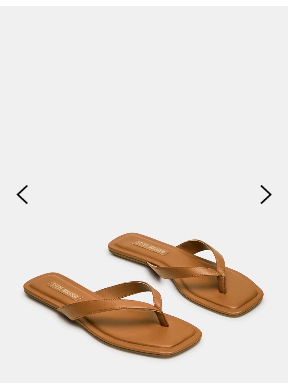 Steve Madden Cognac Leather Square-Toe Thong Sandals